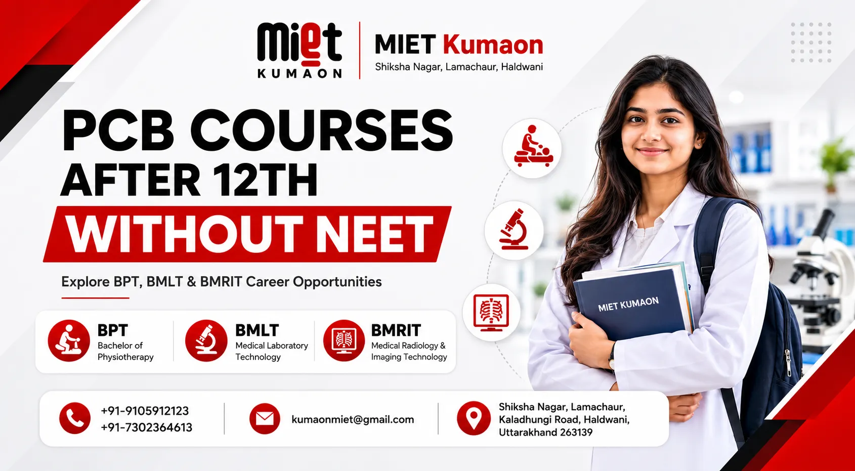 Healthcare courses after 12th PCB without NEET in Uttarakhand